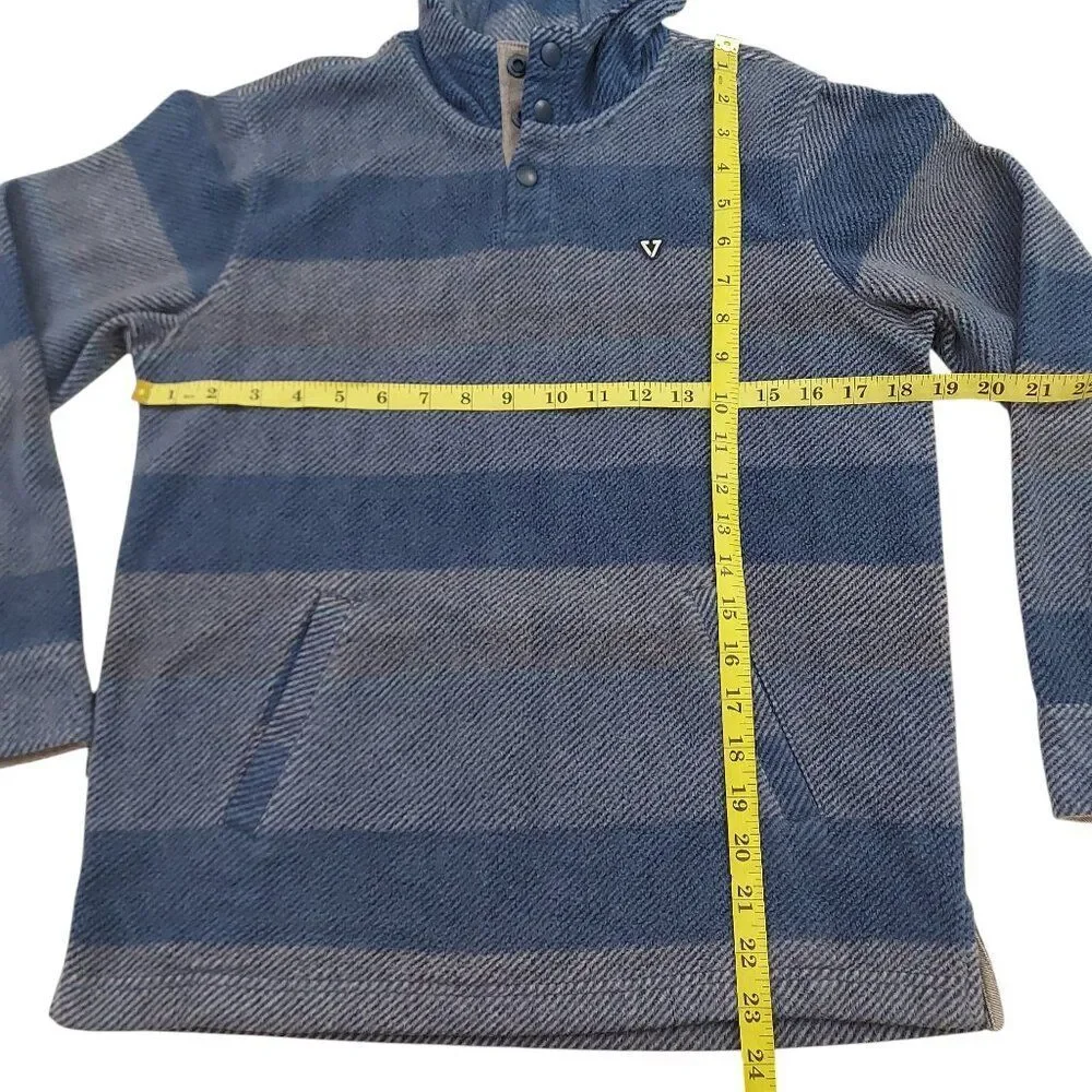 Vissla Hoodie Boys Large 12 Blue Fleece Striped Cozy Comfy Warm Travel Outdoor